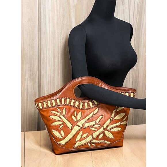 Y2K Isabella Fiore Large Leather Beaded Applique Handbag - Picture 7 of 10